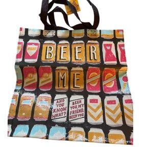 Blue Q unisex tote bag beer can design all around bag 15”x25” inc handles